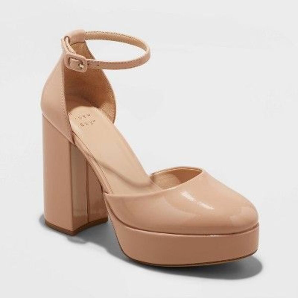 a new day Women's Tan Block Heel Shoes